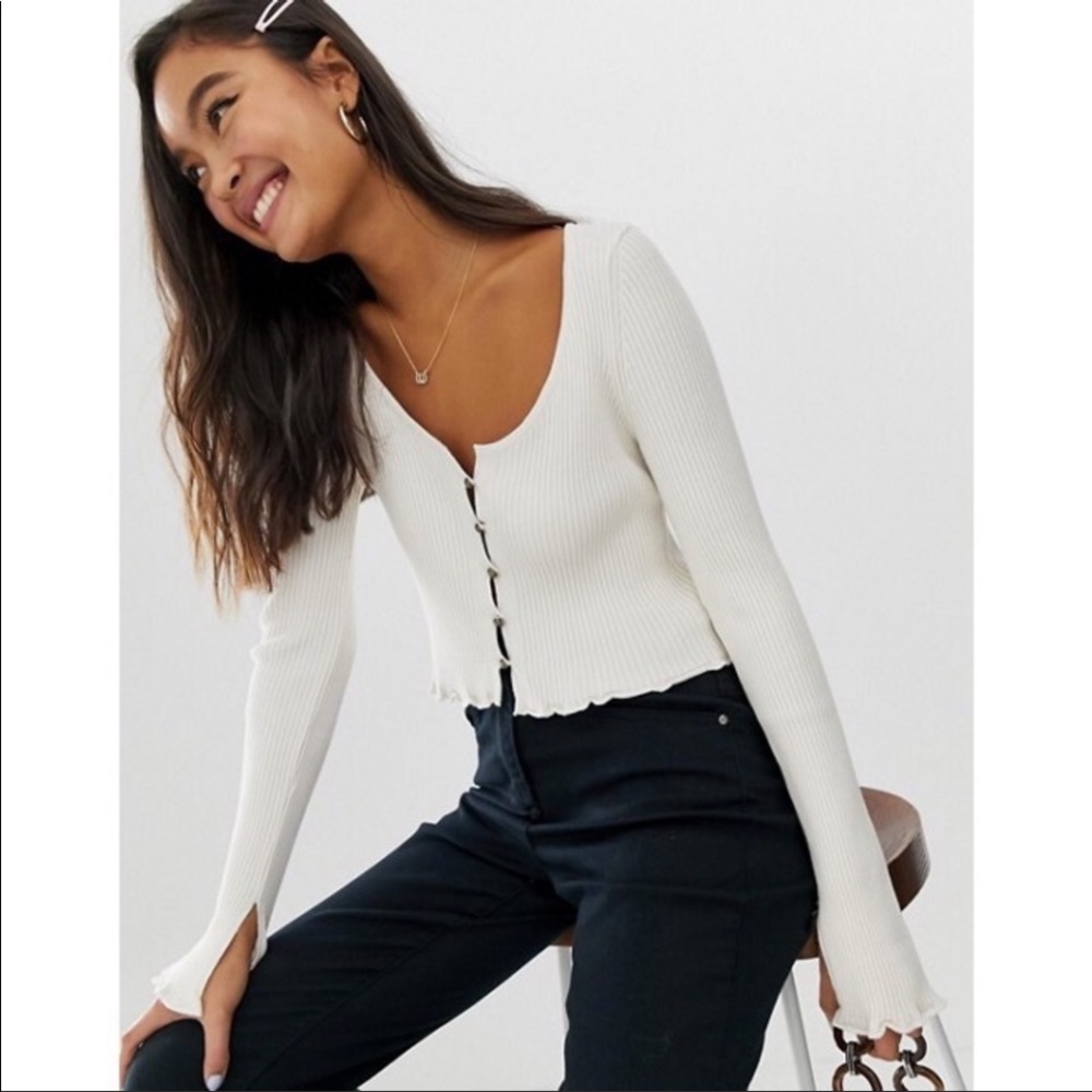 ASOS long sleeve button up cardigan/top in white